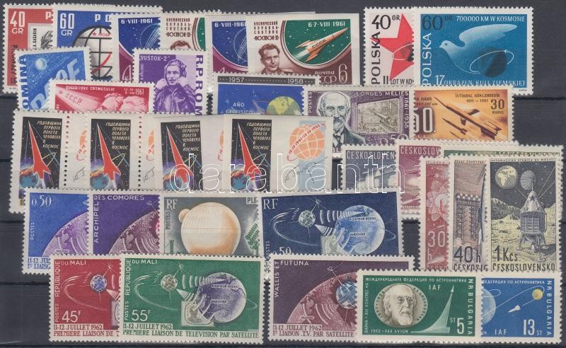Space research, Geophisical year, telecommunication: 33 stamps with complete sets, Űrkutatás, Geofizikai év, távközlés motívum tétel: 33 db bélyeg teljes sorokkal