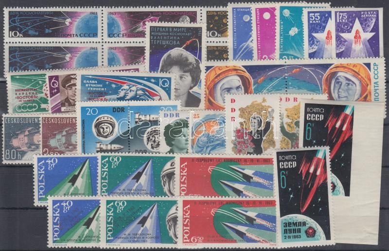 Space research: 33 stamps with complete sets, Űrkutatás motívum tétel: 33 db bélyeg teljes sorokkal