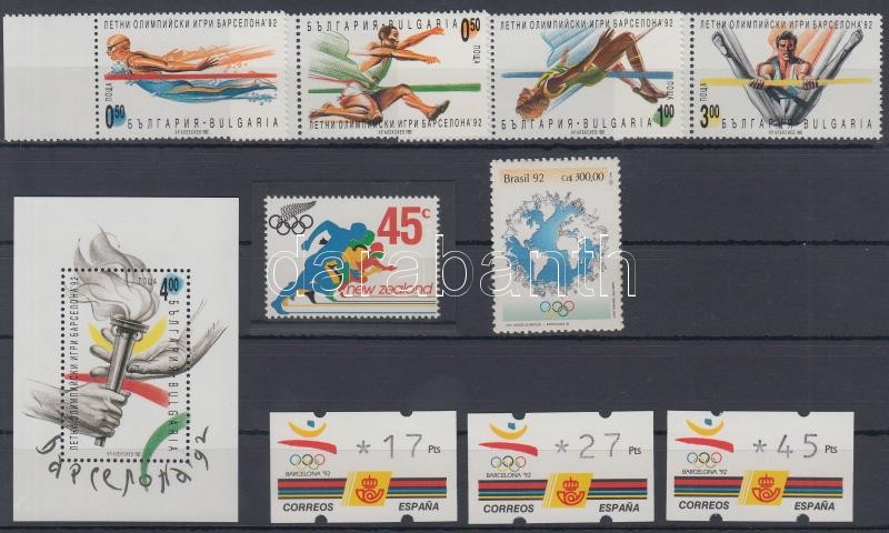 Summer Olympics, Barcelona 4 countries 9 diff. stamps, 1 block, Nyári olimpia, Barcelona 4 ország 9 klf bélyeg, 1 db blokk