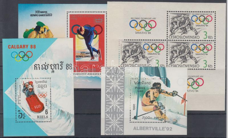 Winter Olympics lot 4 diff. countries 4 diff. blocks, Téli olimpia motívum tétel 4 klf ország 4 klf blokk