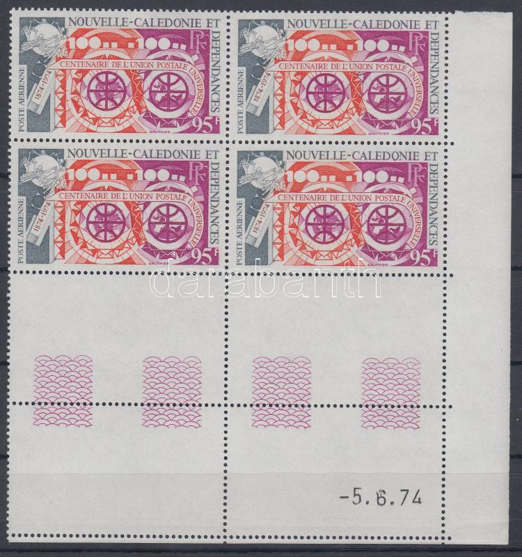 UPU Centenary corner blank field block of 4, 100 éves az UPU ívsarki üresmezős négyestömb