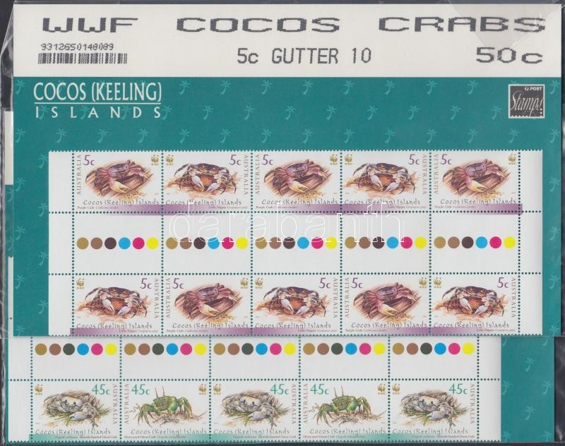 WWF Rákok ívközéprészes tízestömb, WWF Crabs sheetcentered block of 10