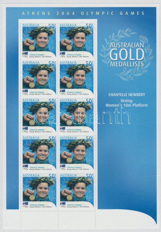 Athens Summer Olympics: Gold Medalists mini sheet, Athéni nyári olimpia: Aranyérmesek kisív