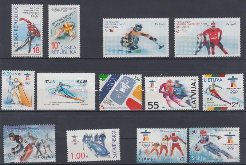 Európa 2010 Téli olimpia, Vancouver 10 klf ország 13 klf bélyeg, Europa 2010 Winter Olympics, Vancouver 10 diff. counries 13 diff. stamps