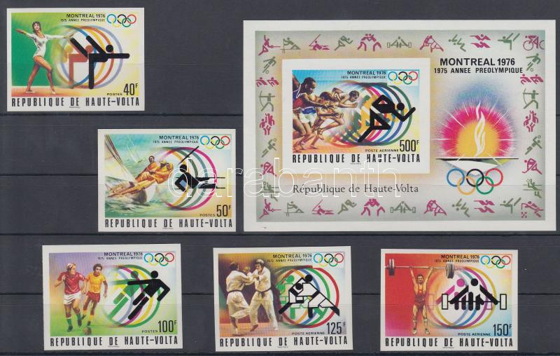 Summer Olympics, Montreal imperforated set + imperforated block, Montreali nyári olimpia vágott sor + vágott blokk