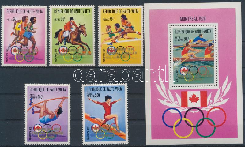 Olymipcs medalists set with gold overprint + block, Olimpiai érmesek sor arany felülnyomással + blokk