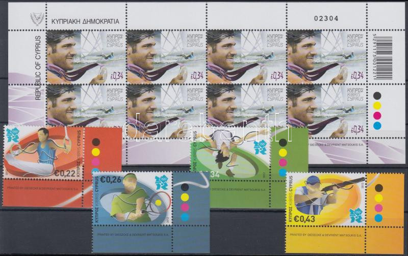 Summer Olympics, London corner set + mini sheet, Nyári olimpia London ívsarki sor + kisív