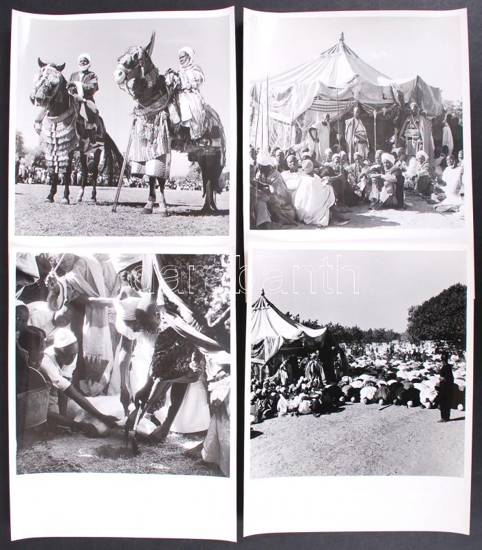 cca 1930-1940 Nigéria, sajtófotók egy muszlim ünnepről, hátoldalán feliratozva, 6 db 19x19 cm-es fénykép.