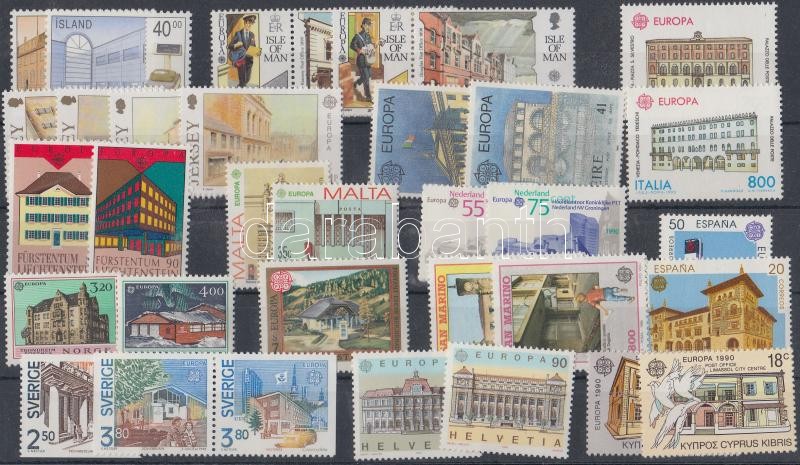 Europe CEPT: Post buildings 15 countries 32 diff. stamps, Europa CEPT: Posta épületek 15 ország 32 klf bélyeg