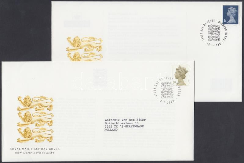 1997 + 1999-2000 II. Elizabeth stamps 4 diff stamps on 3 FDC, 1997 + 1999-2000 II. Erzsébet fejes bélyegek 4 klf bélyeg 3 FDC-n