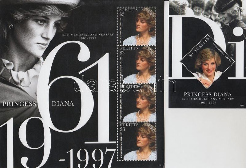 15th memorial anniversary of Princess Diana mini-sheet + block, Diana hercegnő halálának 15. évfordulója kisív + blokk