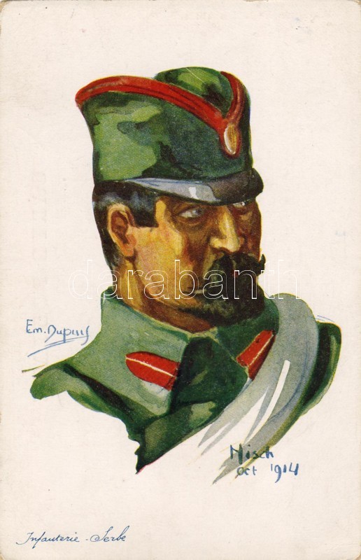 Szerb hadsereg, gyalogos, s: Em. Dupuis, Serbian army, infantryman, s: Em. Dupuis