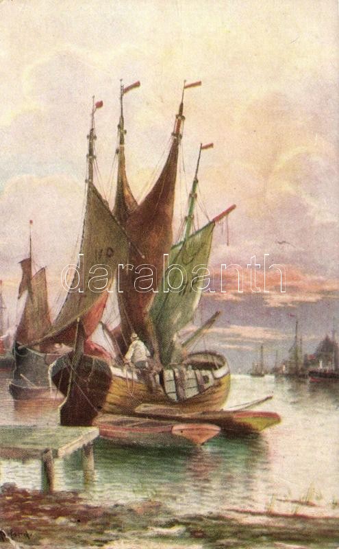 Sailing Ship, artist signed, Vitorlás hajó, szignós