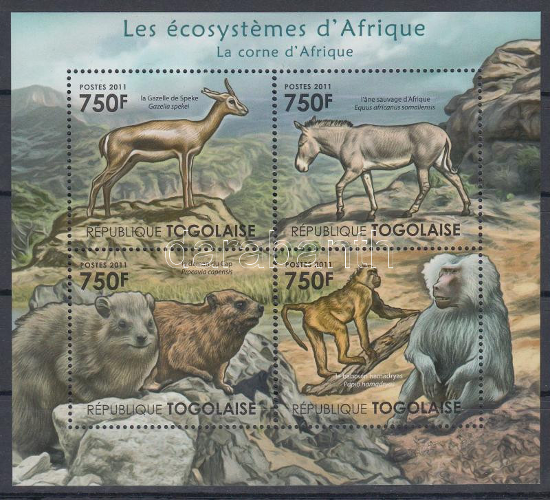 Afrikai állatok kisív, African animals mini sheet