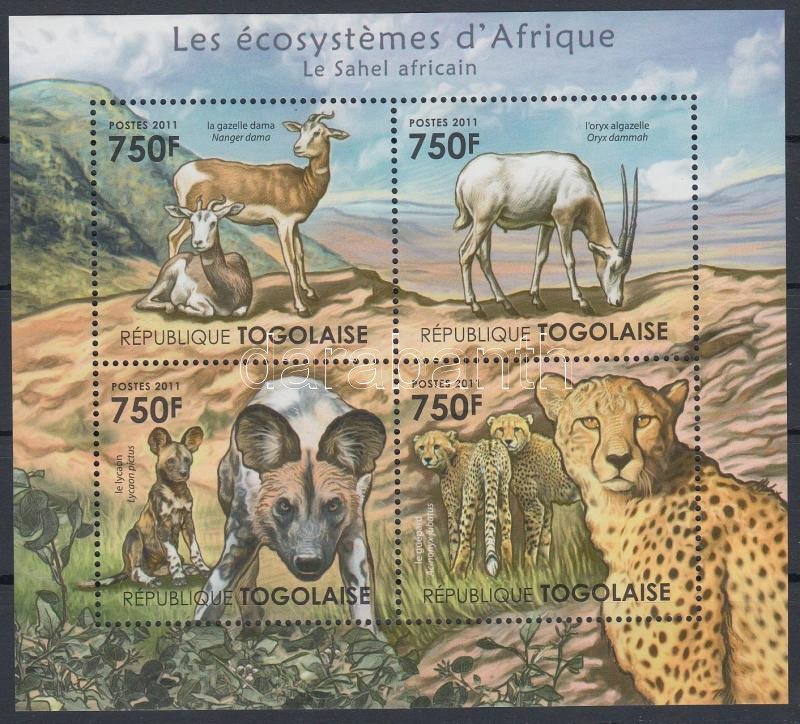 Afrikai állatok kisív, African animals mini sheet