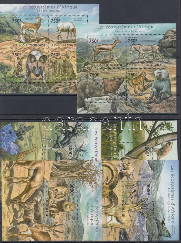 African animals 2 mini-sheets + 4 blocks, Afrikai állatok 2 kisív + 4 blokk