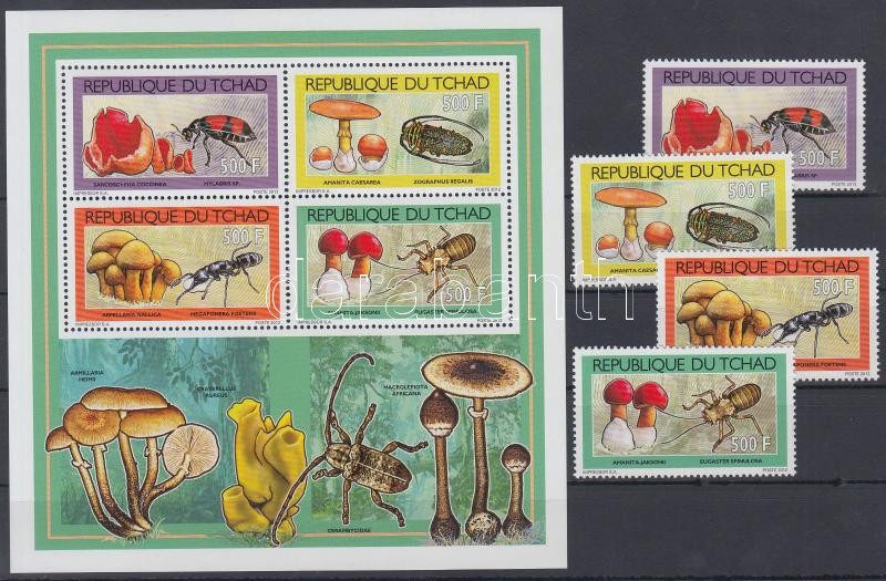 Insects and fungi set + mini sheet, Rovarok és gombák sor + kisív