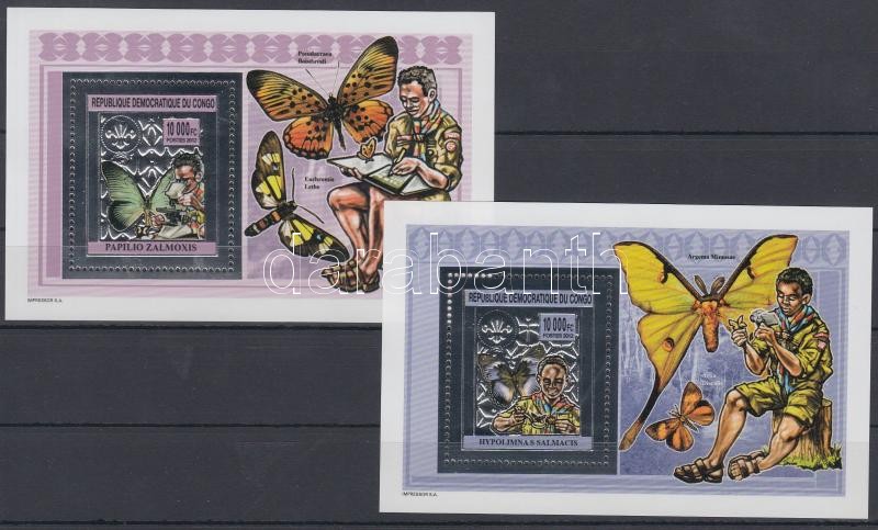 Scouts and butterflies gold foiled block-pair, Cserkész és lepkék aranyfóliás blokkpár