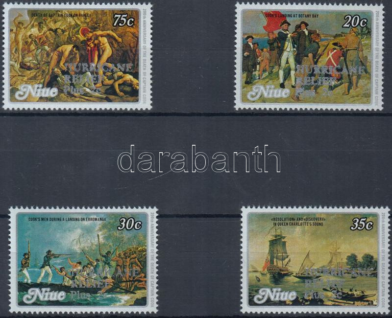 Victims of hurricane set and mini sheet with overprint, A hurrikán áldozatainak sor és kisívsor felülnyomással