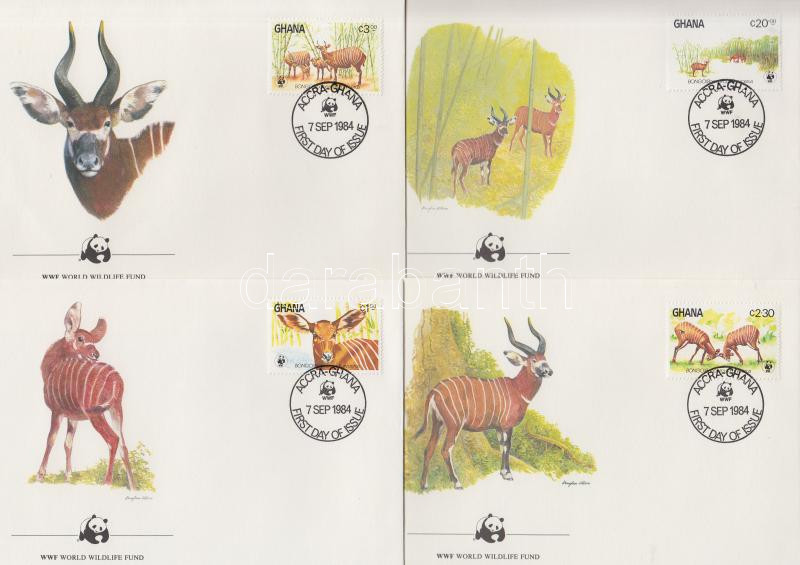 WWF Bongók sor 4 FDC-n, WWF Bongók set on 4 FDC