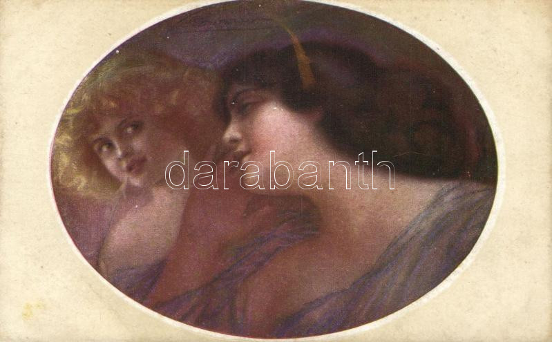 Italian art postcard, B.K.W.I. No. 698-5, s: Guezzoni, Olasz művészeti képeslap, B.K.W.I. No. 698-5, s: Guezzoni