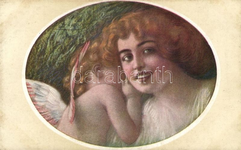 Italian art postcard, B.K.W.I. No. 698-1, s: Guezzoni, Olasz művészlap, B.K.W.I. No. 698-1, s: Guezzoni
