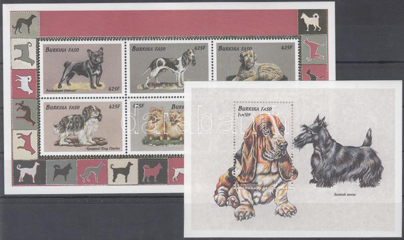 Dogs mini-sheet + block, Kutyák kisív + blokk