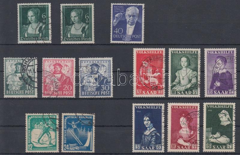 German small item 14 stamps, with sets, Német kis tétel 14 db bélyeg, közte sorokkal