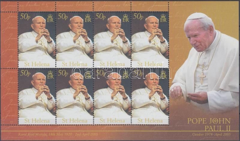 II. János Pál pápa emlékére kisív, n memoriam pope John Paul II minisheet