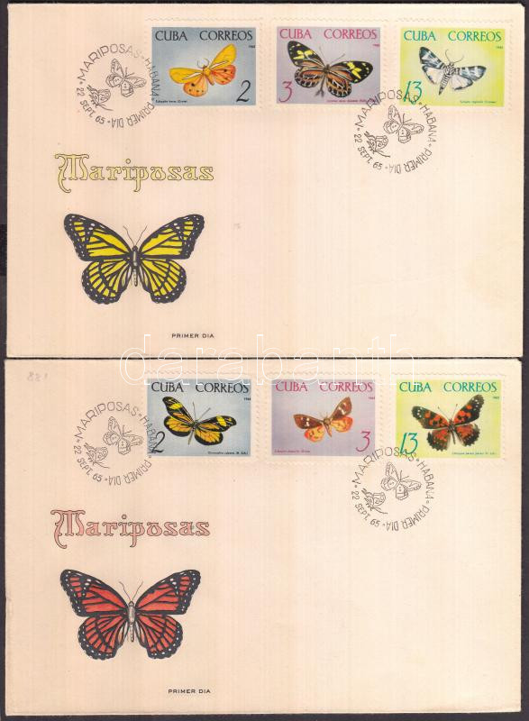 Butterflies 9 values on 3 FDC, Lepkék 9 érték 3 db FDC-n