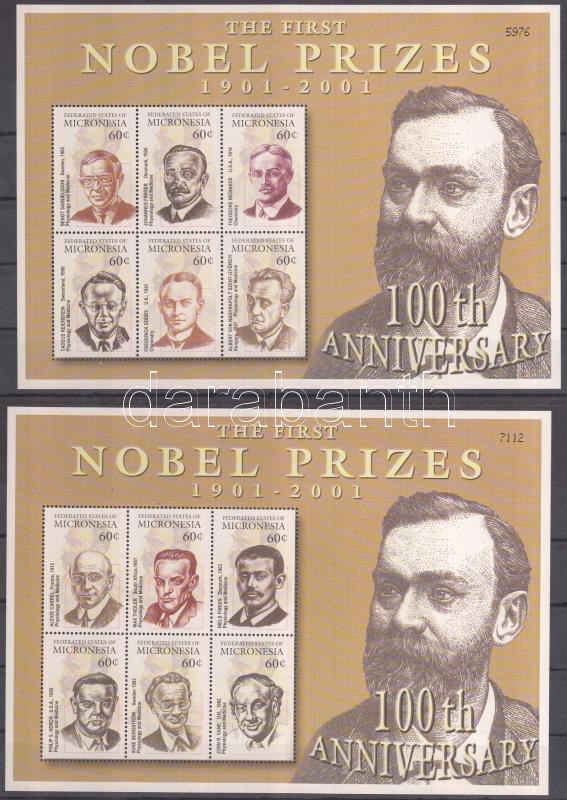Centenary of the Nobel Prize minisheet set, 100 éves a Nobel-díj kisívsor