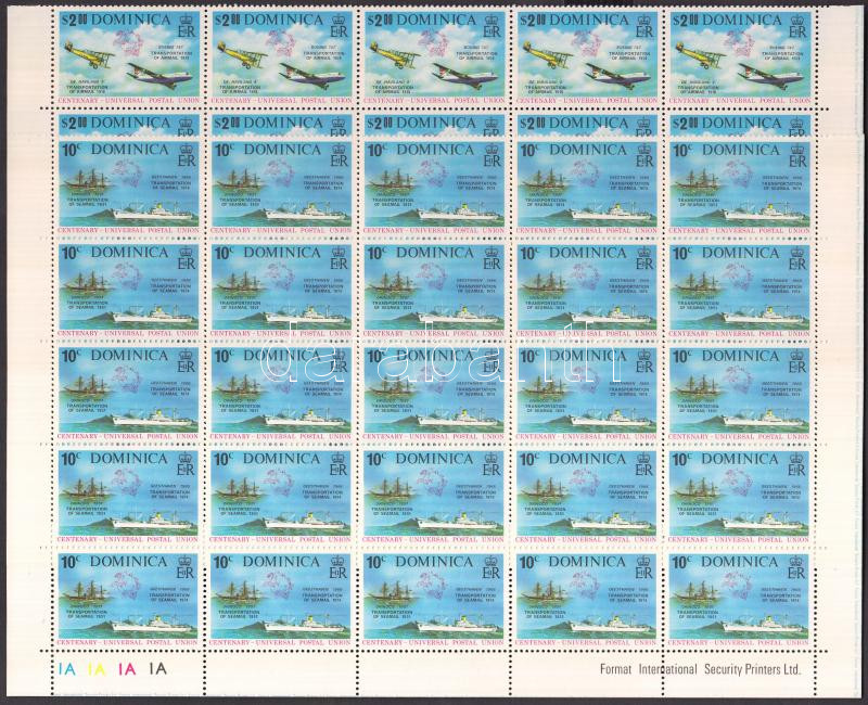 UPU Centenary set 2 half-sheets of 25, 100 éves az UPU sor 2 db 25-ös fél ív