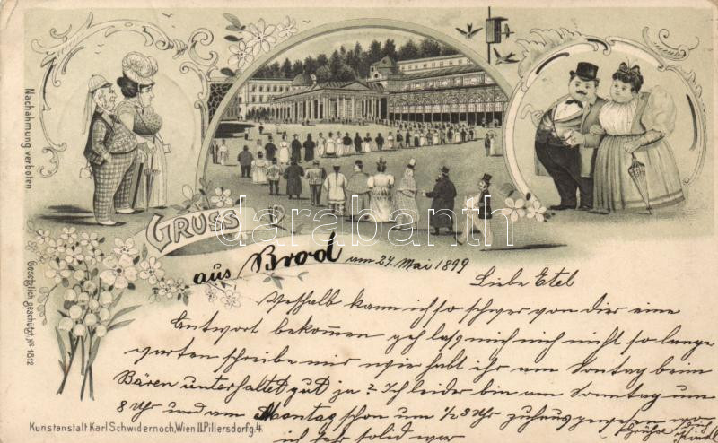 1899 Karlovy Vary, Karlsbad, Judaica, floral litho