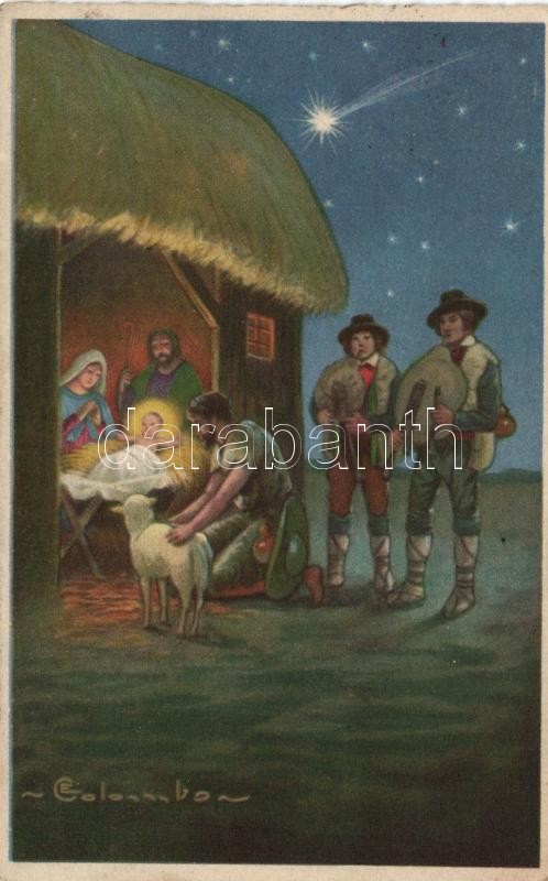 Italian art postcard, Christmas s: Colombo, Olasz művészeti képeslap, karácsony s: Colombo