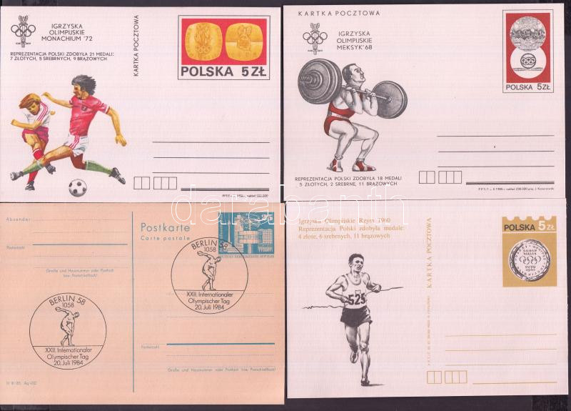 1980-1987 Olympiad 10 Ps-cards and PS-cover, MNH expect 2, 1980-1987 Olimpia 10 db díjjegyes levelezőlap ill. boríték, 2 kivételével postatiszta