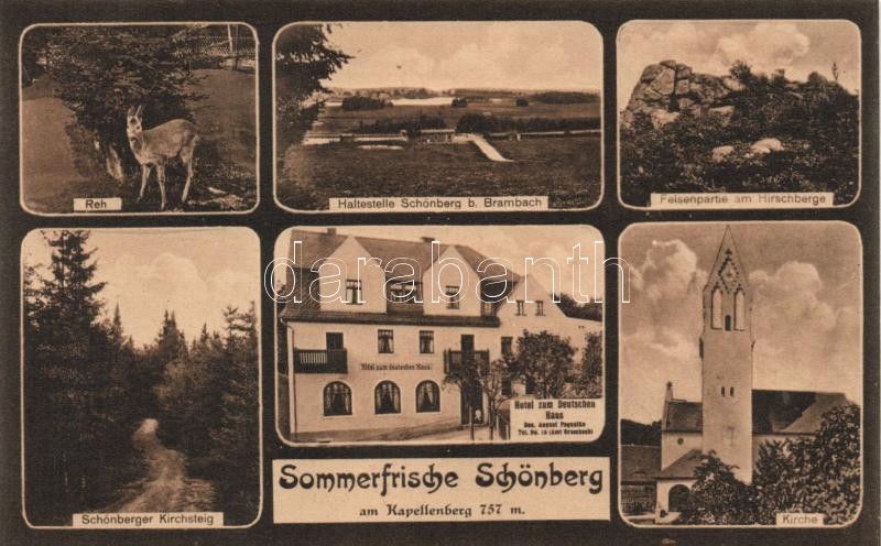 Bad Brambach, Schönberg am Kapellenberg, Hotel zum Deutschen Haus, Kirche, Hirschberge, Kirchsteig