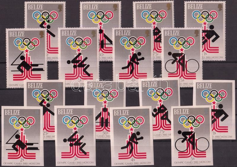 Summer Olympics perforated and imperforated set + block set, Nyári olimpia fogazott és vágott sor + blokksor