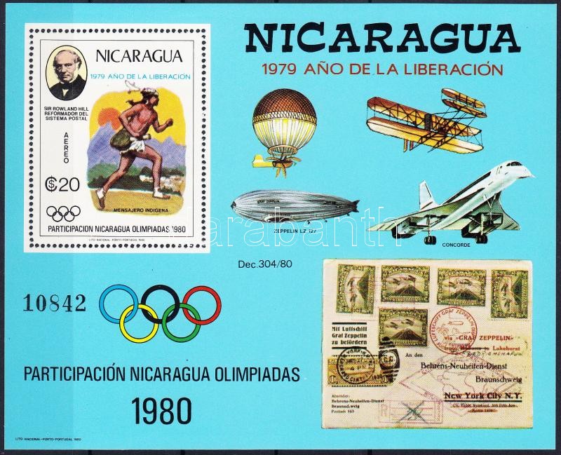 Nicaragua részt vesz az olimpián; Rowland Hill blokk, Nicaragua participate in the Olympics, Rowland Hill block
