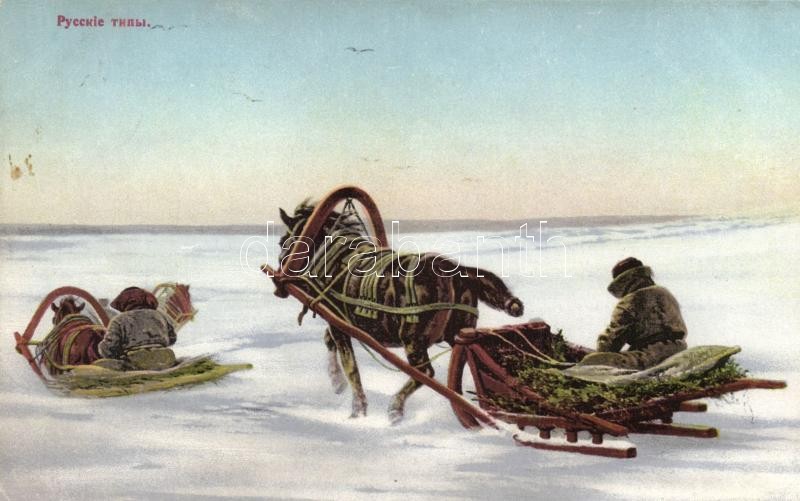 Orosz lovas szán, Types de Russie / Russian sleigh, folklore