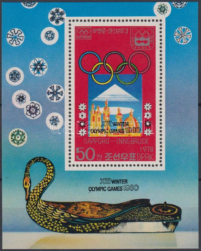 Winter Olympics, Lake Placid minisheet + block, Téli olimpia, Lake Placid kisív + blokk