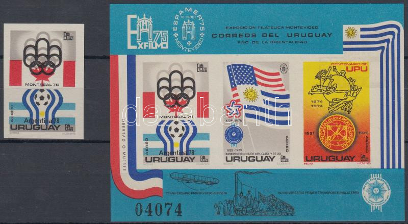 Stamp Exhibition: Olympics imperforated + imperf. block, Bélyegkiállítás: Olimpia vágott + vágott blokk