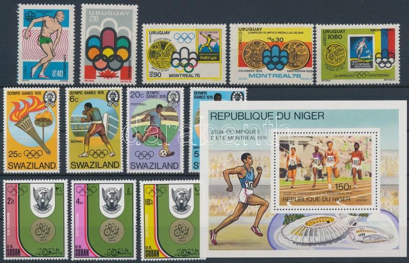 Olimpia motívum tétel 12 db bélyeg + 1 db blokk, Olympic motif items 12 stamps + a block