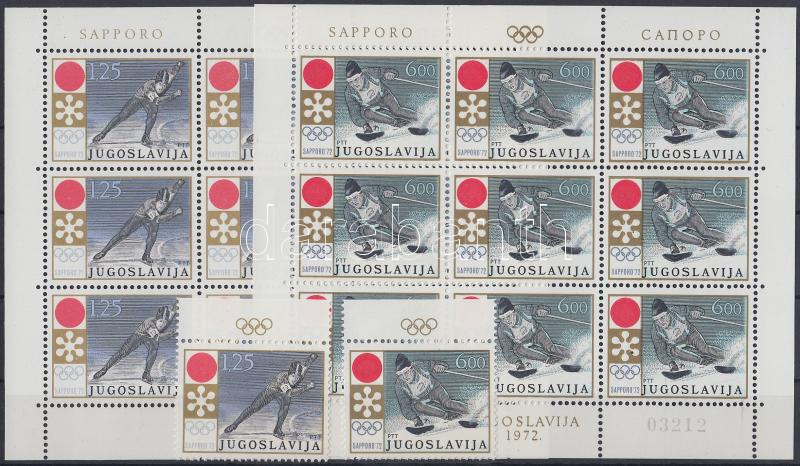 Sapporo Winter Olympics set + minisheet, Sapporoi téli olimpia sor + kisívsor