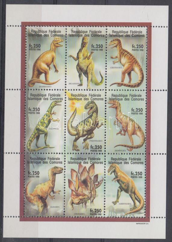 Ősállatok kisív, Prehistoric animals minisheet