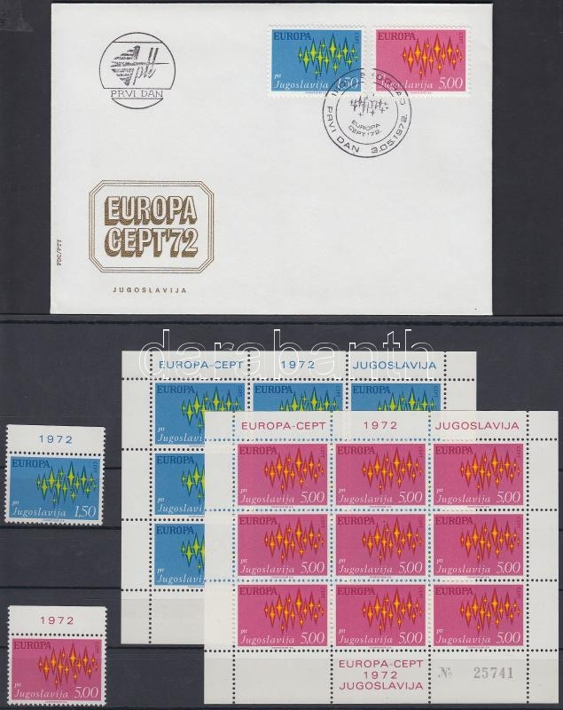 Europe set + minisheet set + FDC, Európa sor + kisívsor + FDC