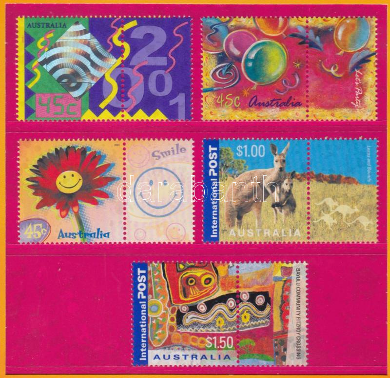 Greeting stamp set in decorative holder, Üdvözlőbélyegek sor dísztokban