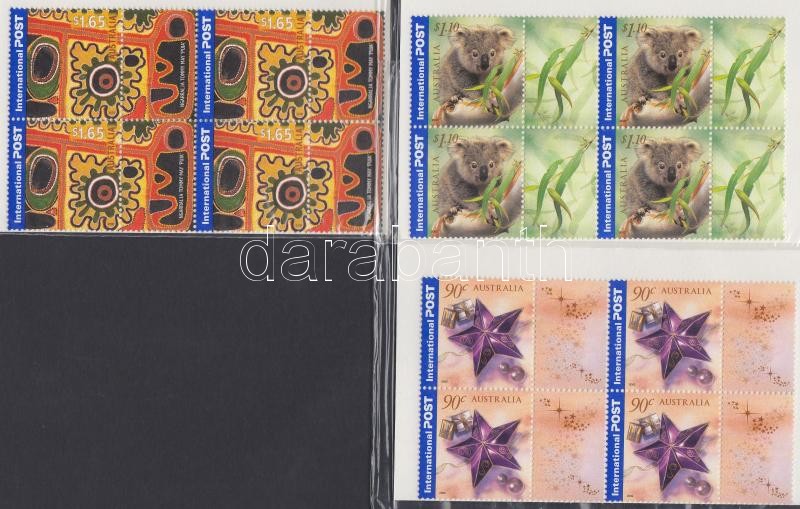 Greeting stamp set in blocks of 4, Üdvözlőbélyegek négyestömb sor