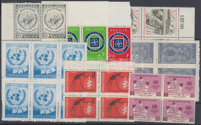 1958-1962 International organizations motive 5 diff. block of 4 + 1 block of 6, 1958-1962 Nemzetközi szervezetek motívum 7 klf négyestömb + 1 hatostömb