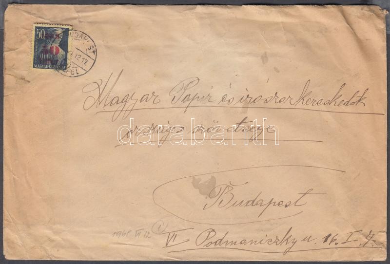 (1. díjszabás) Helyi levél Kisegítő (Nagyasszonyok) 50f/50f bérmentesítéssel, Inflation cover