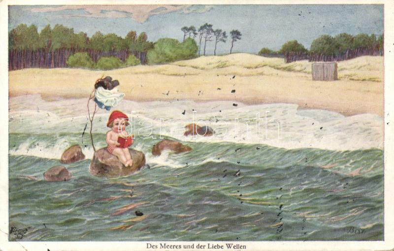 'Des Meeres und der Liebe Wellen' / child, beach, s: Bert, Kislány, tengerpart s: Bert